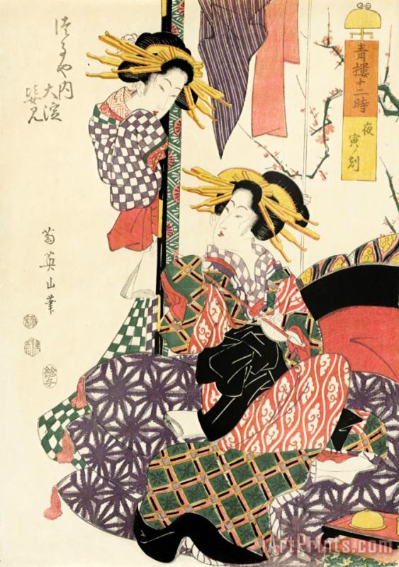 Tiger Hour (tora No Koku), 4 to 6 A.m. painting - Kikugawa Eizan Tiger Hour (tora No Koku), 4 to 6 A.m. Art Print