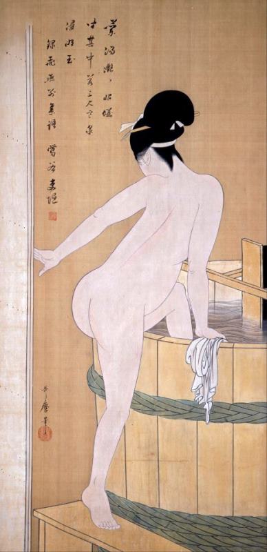 Kitagawa Utamaro Bathing in Cold Water Art Painting