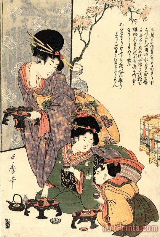 Kitagawa Utamaro Girl's Festival (hinamatsuri) Art Painting