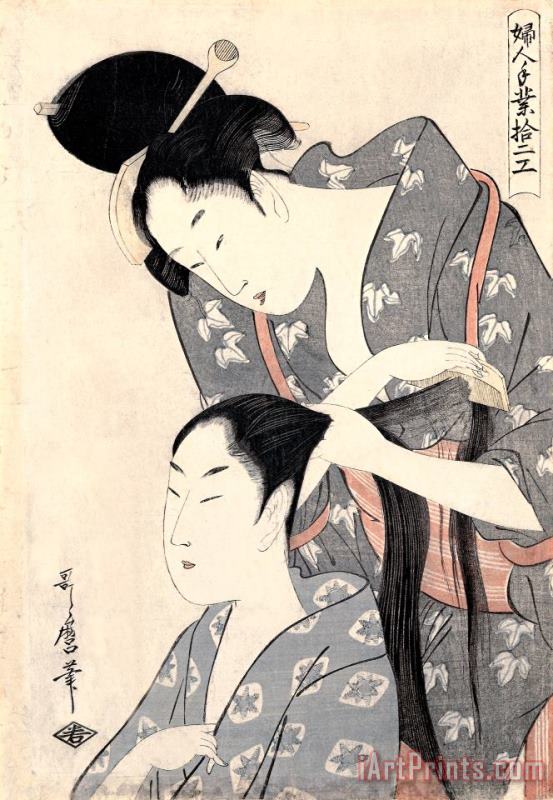 Hairdresser (kamiyui) painting - Kitagawa Utamaro Hairdresser (kamiyui) Art Print