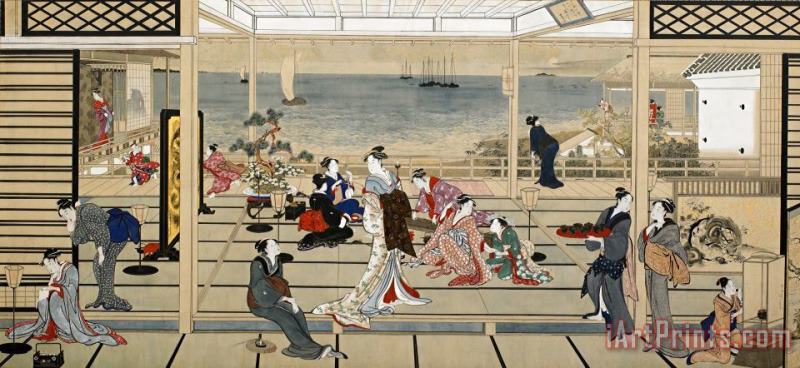 Kitagawa Utamaro Moonlight Revelry at Dozo Sagami Art Painting