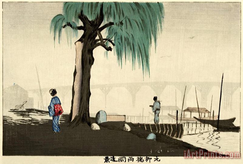 Kobayashi Kiyochika Distant View of Ryogoku From Motoyanagi Bridge Art Print