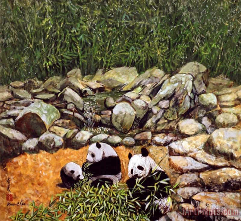 Happy Family Pandas painting - Komi Chen Happy Family Pandas Art Print