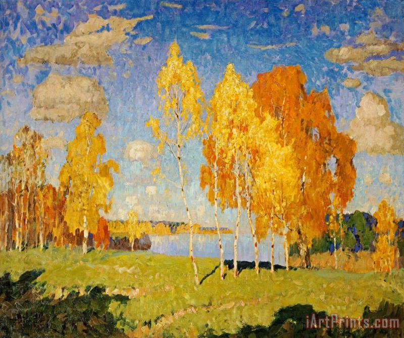 Landscape with Birch Trees painting - Konstantin Ivanovich Gorbatov Landscape with Birch Trees Art Print