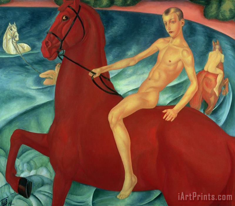 Bathing of the Red Horse painting - Kuzma Sergeevich Petrov-Vodkin Bathing of the Red Horse Art Print