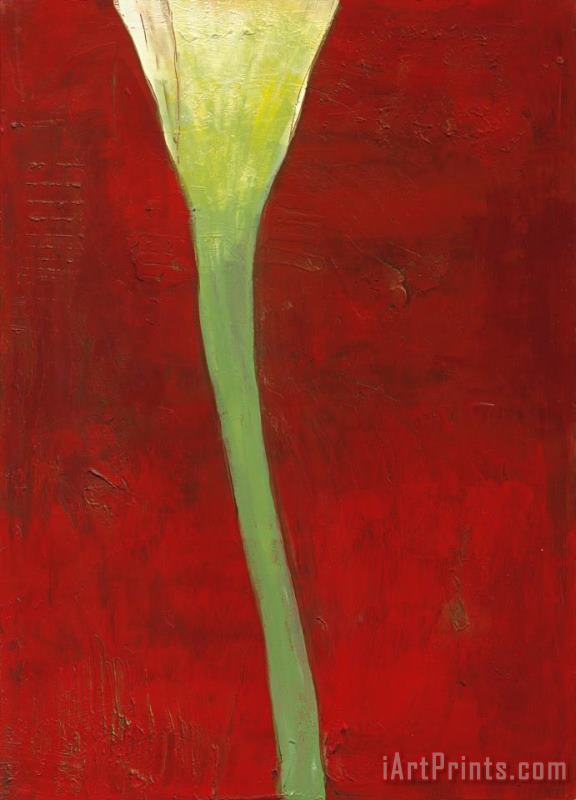 Laura Gunn Calla Lily on Deep Red II Art Painting