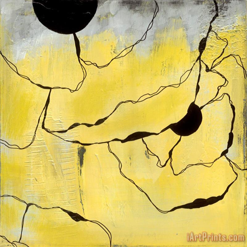 Poppy Outline on Yellow III painting - Laura Gunn Poppy Outline on Yellow III Art Print