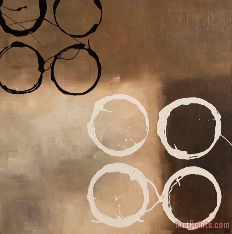 Circles in Neutral I painting - laurie maitland Circles in Neutral I Art Print
