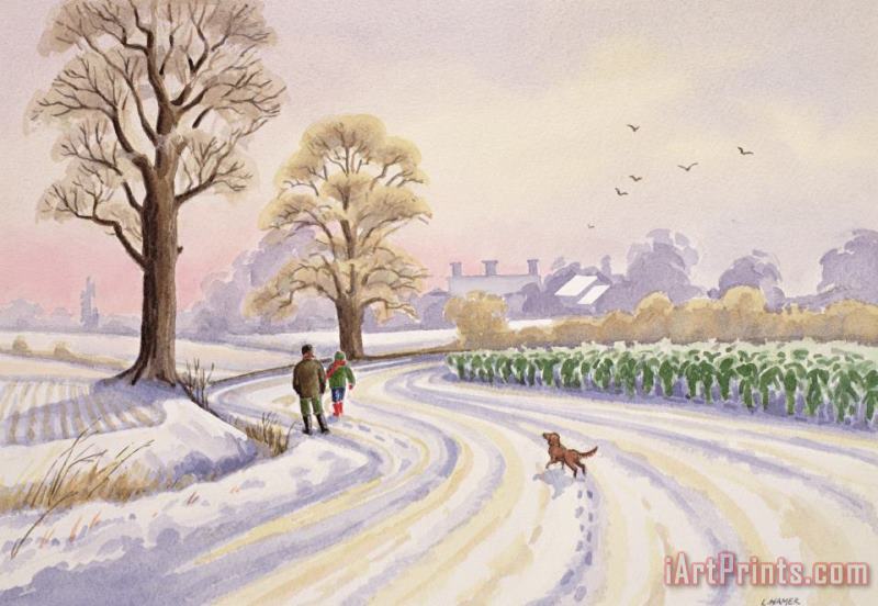 Walk in the Snow painting - Lavinia Hamer Walk in the Snow Art Print