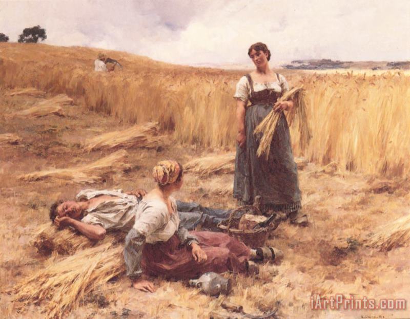 Leon Augustin Lhermitte Harvesters at Mont Saint Pere Art Print