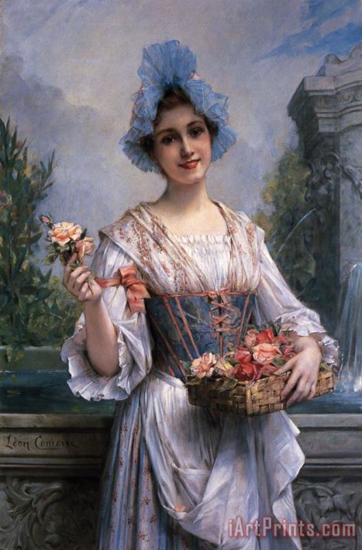 Leon Francois Comerre The Flower Seller Art Painting