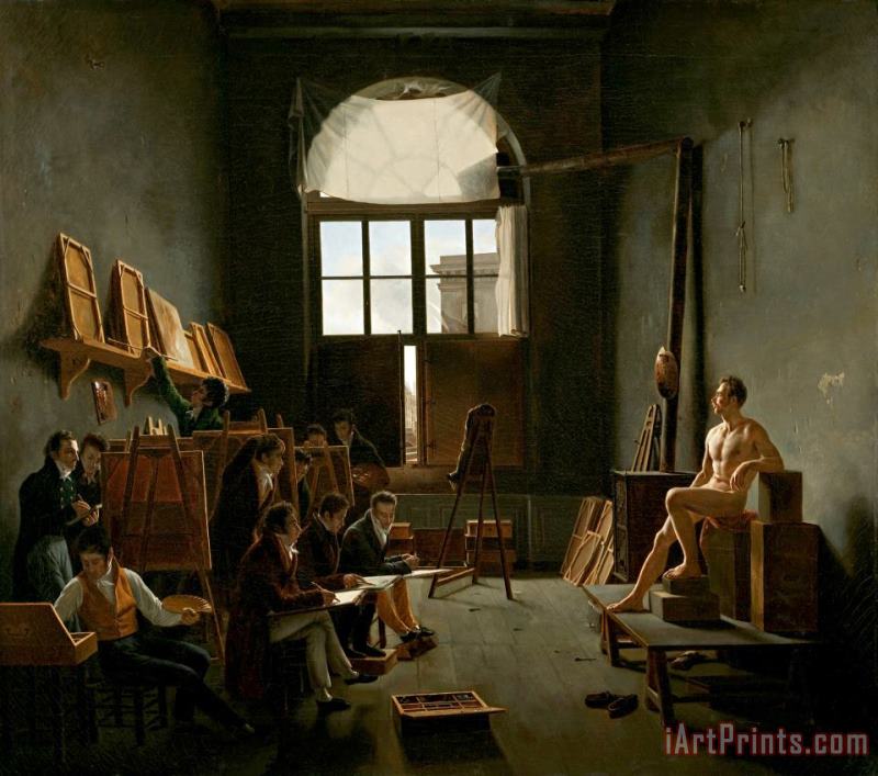 Leon Mathieu Cochereau The Studio of Jacques Louis David Art Painting