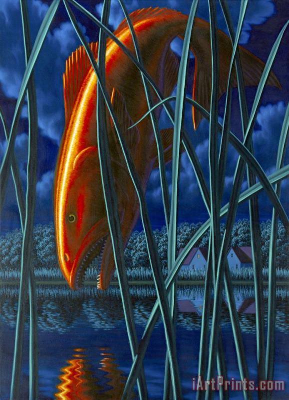 Red Fish painting - Leonard J. Koscianski Red Fish Art Print