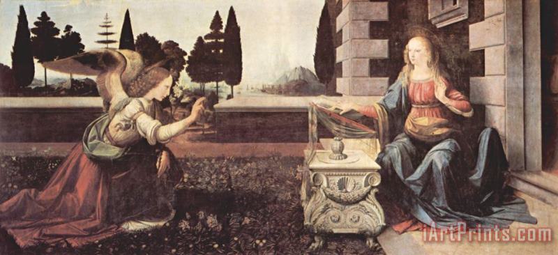 Annunciation painting - Leonardo da Vinci Annunciation Art Print
