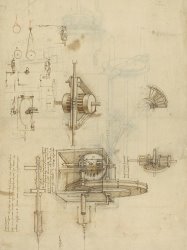 Leonardo da Vinci Crank Spinning Machine With Several Details painting