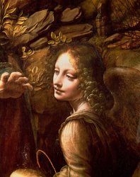 Leonardo Da Vinci Detail of the Angel from The Virgin of the Rocks