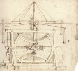 Leonardo da Vinci Flywheel Mechanical Drawing painting