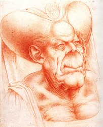 Leonardo da Vinci Grotesque Head Chalk Drawing painting