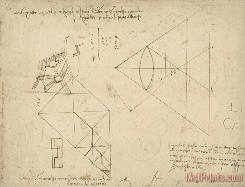 Leonardo da Vinci Page From Atlantic Codex Art Print
