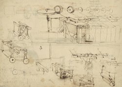 Leonardo da Vinci Shearing Machine For Fabrics And Its Components From Atlantic Codex painting