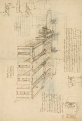 Leonardo da Vinci Shearing Machine With Detailed Captions Explaining Its Working From Atlantic Codex painting