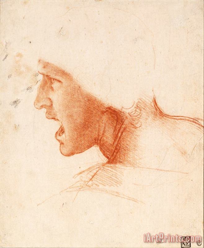 Leonardo da Vinci Study Of A Warrior's Head For The Battle Of Anghiari Art Print