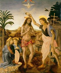 Leonardo da Vinci The Baptism Of Christ By John The Baptist painting