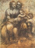 Cartouche with The Virgin And Child And Saint Anne Prints - The Virgin And Child With Saint Anne And The Infant Saint John The Baptist by Leonardo da Vinci