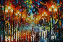 Leonid Afremov A Date With The Rain painting