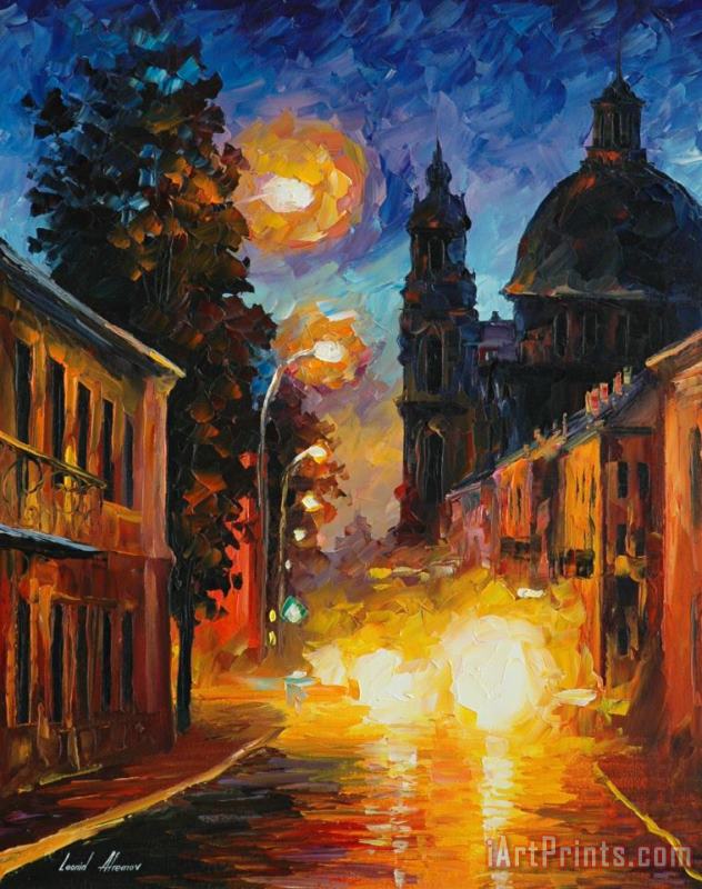 A Time When The City Sleeps painting - Leonid Afremov A Time When The City Sleeps Art Print