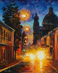 Leonid Afremov A Time When The City Sleeps painting