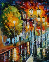 Leonid Afremov After A Night Rain painting