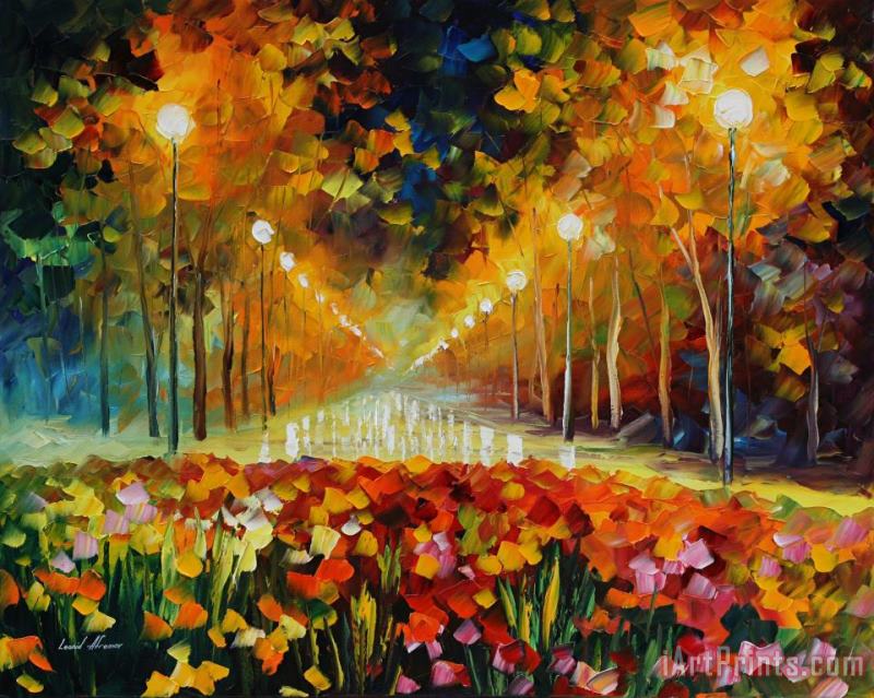Leonid Afremov Alley Of Roses Art Painting