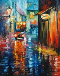 Leonid Afremov Alone In City painting