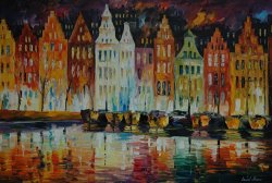 Leonid Afremov Amsterdam's Panorama