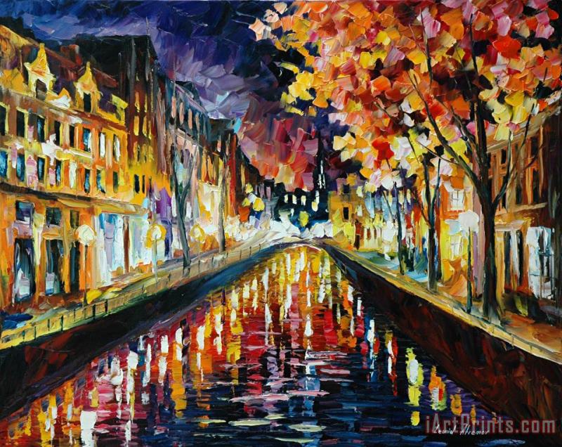 Leonid Afremov Amsterdam Night Art Painting