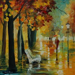 Leonid Afremov Autumn's Kiss painting