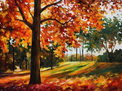 Leonid Afremov Autumn Forest painting