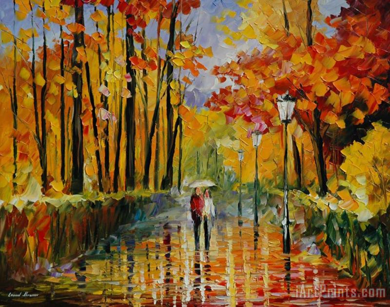 Autumn Rain painting - Leonid Afremov Autumn Rain Art Print