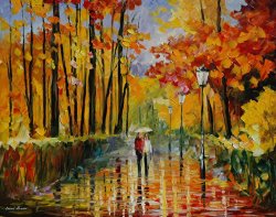 Leonid Afremov Autumn Rain painting