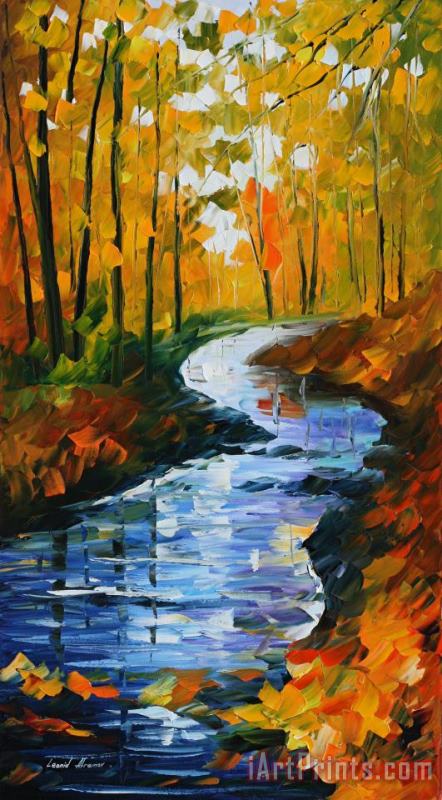 Autumn Stream painting - Leonid Afremov Autumn Stream Art Print
