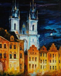 Leonid Afremov Blue Castle painting