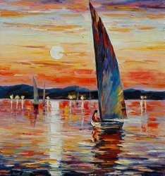 Leonid Afremov Blue Sail painting
