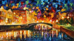 Leonid Afremov Bridge Over Dreams painting
