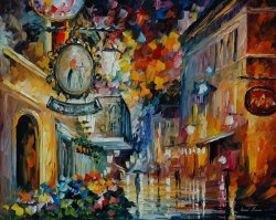 Leonid Afremov Cafe In The Old City painting