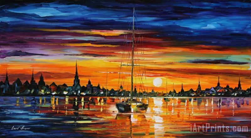 Calm Sunset painting - Leonid Afremov Calm Sunset Art Print