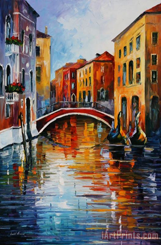 Leonid Afremov Canal In Venice Art Print