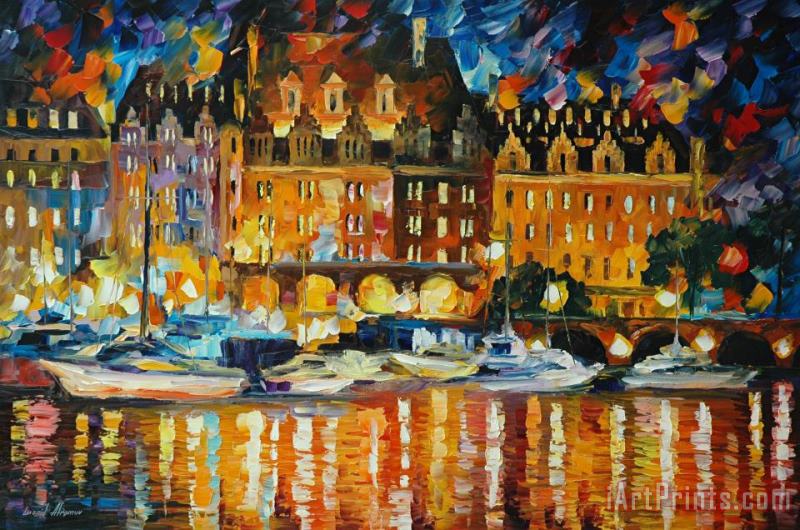 Leonid Afremov Castle By The River Art Painting