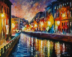 Leonid Afremov City Lights painting