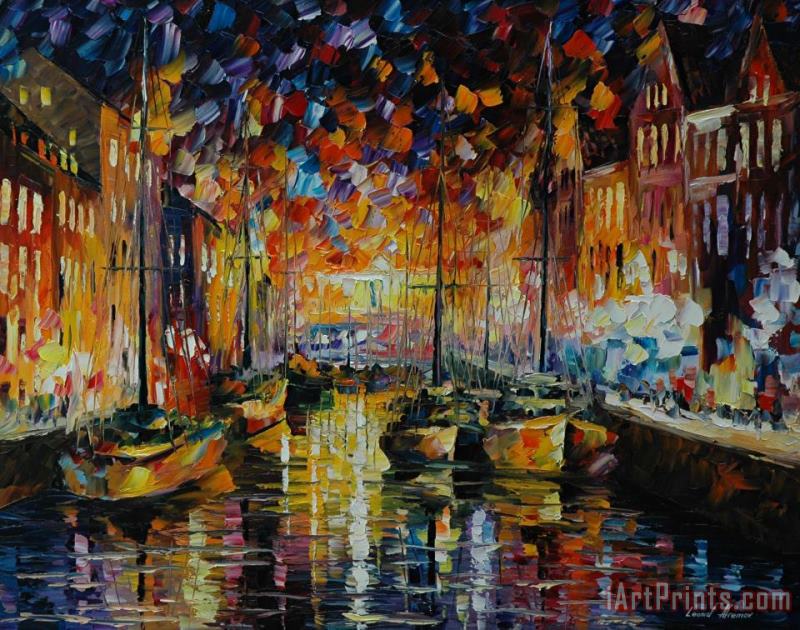 Leonid Afremov Copenhagen's Harbor Art Painting